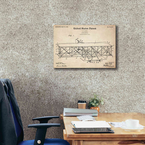 'Wright Bros. Flying Machine Blueprint Patent Parchment,' Canvas Wall Art,26 x 18