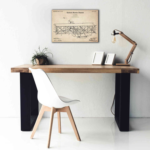 Image of 'Wright Bros. Flying Machine Blueprint Patent Parchment,' Canvas Wall Art,26 x 18