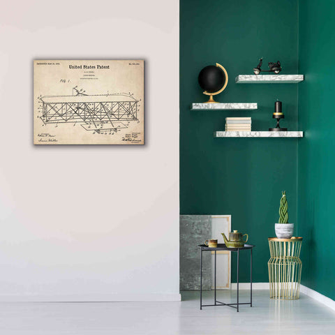 Image of 'Wright Bros. Flying Machine Blueprint Patent Parchment,' Canvas Wall Art,34 x 26