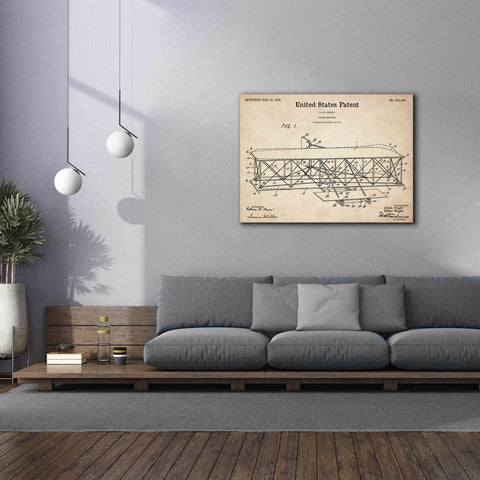 Image of 'Wright Bros. Flying Machine Blueprint Patent Parchment,' Canvas Wall Art,54 x 40