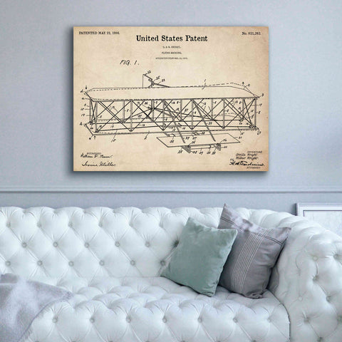 Image of 'Wright Bros. Flying Machine Blueprint Patent Parchment,' Canvas Wall Art,54 x 40