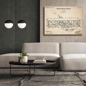 'Wright Bros. Flying Machine Blueprint Patent Parchment,' Canvas Wall Art,54 x 40