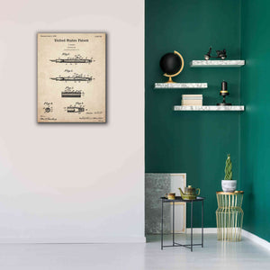 'Fountain Pen Blueprint Patent Parchment,' Canvas Wall Art,26 x 34