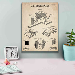 'Gramophone, 1887 Blueprint Patent Parchment,' Canvas Wall Art,12 x 16