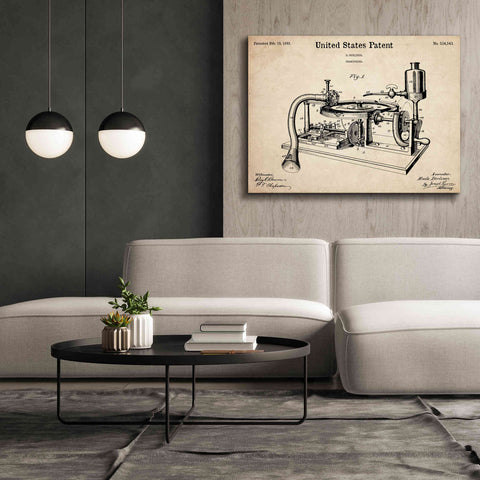 Image of 'Gramophone, 1895 Blueprint Patent Parchment,' Canvas Wall Art,54 x 40