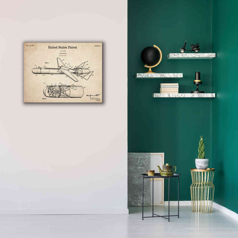 Image of 'Cold War Era Guided Missile Blueprint Patent Parchment,' Canvas Wall Art,34 x 26