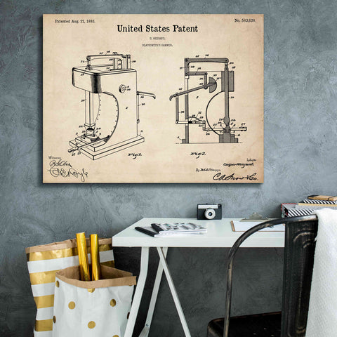 Image of 'Blacksmith's Hammer Blueprint Patent Parchment,' Canvas Wall Art,34 x 26