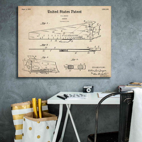 Image of 'Handsaw Blueprint Patent Parchment,' Canvas Wall Art,34 x 26