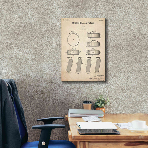 Image of 'Hockey Puck Blueprint Patent Parchment,' Canvas Wall Art,18 x 26