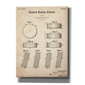 'Hockey Puck Blueprint Patent Parchment,' Canvas Wall Art,12x16x1.1x0,18x26x1.1x0,26x34x1.74x0,40x54x1.74x0