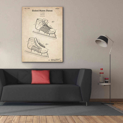 Image of 'Hockey Shoe, 1935 Blueprint Patent Parchment,' Canvas Wall Art,40 x 54