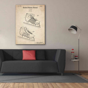 'Hockey Shoe, 1935 Blueprint Patent Parchment,' Canvas Wall Art,40 x 54