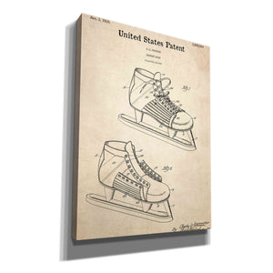 'Hockey Shoe, 1935 Blueprint Patent Parchment,' Canvas Wall Art,12x16x1.1x0,18x26x1.1x0,26x34x1.74x0,40x54x1.74x0