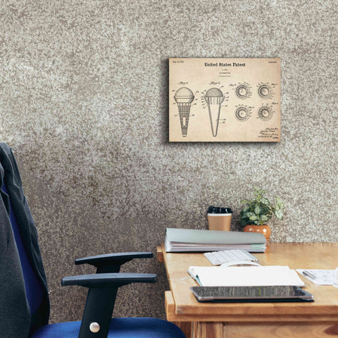 Image of 'Ice Cream Cone Blueprint Patent Parchment,' Canvas Wall Art,16 x 12