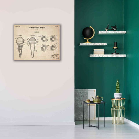 Image of 'Ice Cream Cone Blueprint Patent Parchment,' Canvas Wall Art,34 x 26