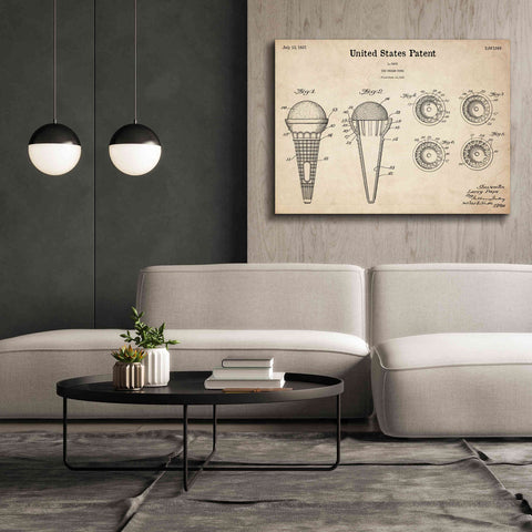 Image of 'Ice Cream Cone Blueprint Patent Parchment,' Canvas Wall Art,54 x 40