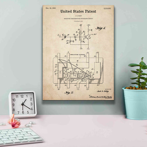 Image of 'Integrated Circuit Blueprint Patent Parchment,' Canvas Wall Art,12 x 16