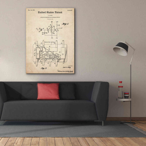 Image of 'Integrated Circuit Blueprint Patent Parchment,' Canvas Wall Art,40 x 54