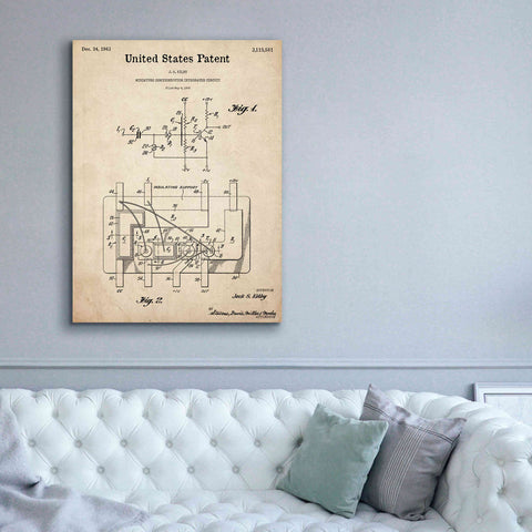 Image of 'Integrated Circuit Blueprint Patent Parchment,' Canvas Wall Art,40 x 54