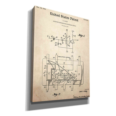 Image of 'Integrated Circuit Blueprint Patent Parchment,' Canvas Wall Art,12x16x1.1x0,18x26x1.1x0,26x34x1.74x0,40x54x1.74x0