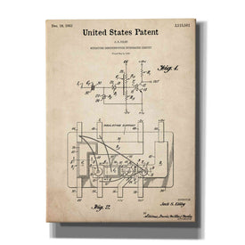 'Integrated Circuit Blueprint Patent Parchment,' Canvas Wall Art,12x16x1.1x0,18x26x1.1x0,26x34x1.74x0,40x54x1.74x0