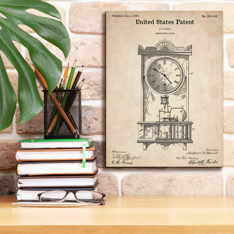 Image of 'Mantel Clock Blueprint Patent Parchment,' Canvas Wall Art,12 x 16