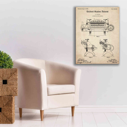 Image of 'Leather Splitting Machine Blueprint Patent Parchment,' Canvas Wall Art,26 x 34