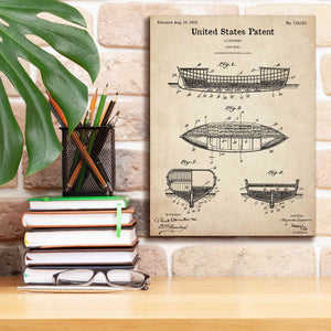 'Lifeboat Blueprint Patent Parchment,' Canvas Wall Art,12 x 16