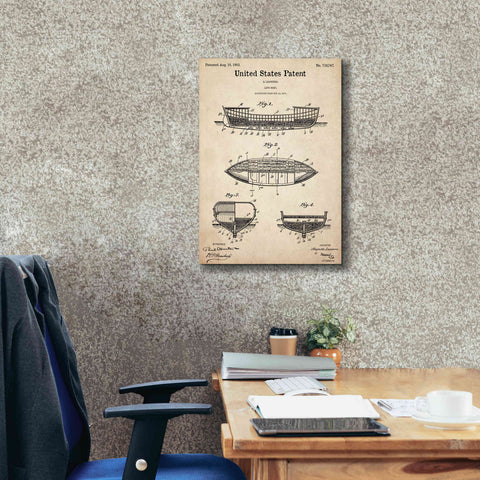 Image of 'Lifeboat Blueprint Patent Parchment,' Canvas Wall Art,18 x 26