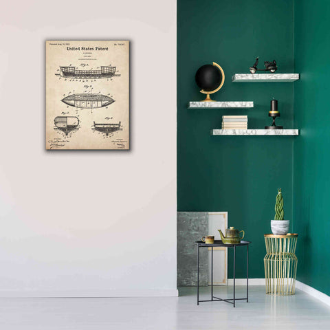 Image of 'Lifeboat Blueprint Patent Parchment,' Canvas Wall Art,26 x 34