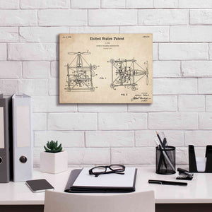 'Tesla Aerial Apparatus Blueprint Patent Parchment,' Canvas Wall Art,16 x 12