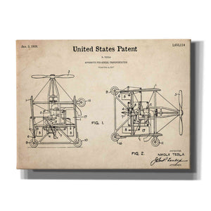 'Tesla Aerial Apparatus Blueprint Patent Parchment,' Canvas Wall Art,16x12x1.1x0,26x18x1.1x0,34x26x1.74x0,54x40x1.74x0