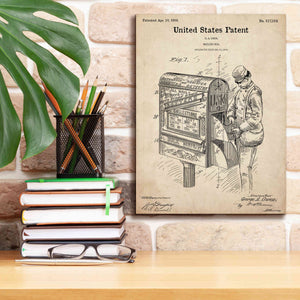 'Mailbox Blueprint Patent Parchment,' Canvas Wall Art,12 x 16