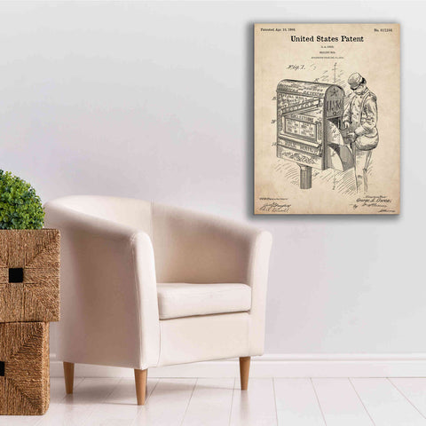 Image of 'Mailbox Blueprint Patent Parchment,' Canvas Wall Art,26 x 34