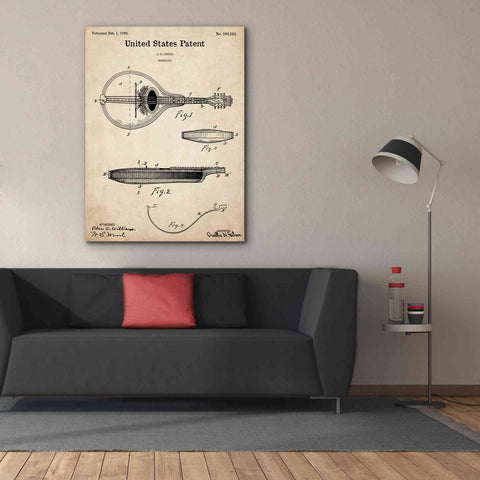 Image of 'Mandolin Blueprint Patent Parchment,' Canvas Wall Art,40 x 54