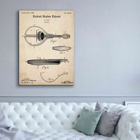 Image of 'Mandolin Blueprint Patent Parchment,' Canvas Wall Art,40 x 54