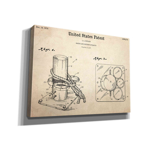 Image of 'Marine Line Secure Device Blueprint Patent Parchment,' Canvas Wall Art,16x12x1.1x0,26x18x1.1x0,34x26x1.74x0,54x40x1.74x0