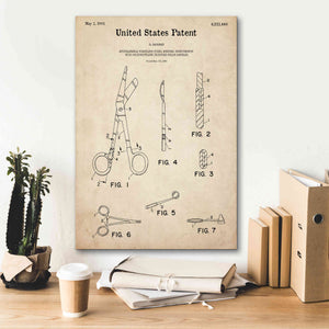 'Medical Instruments Blueprint Patent Parchment,' Canvas Wall Art,18 x 26