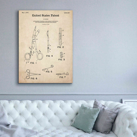 Image of 'Medical Instruments Blueprint Patent Parchment,' Canvas Wall Art,40 x 54