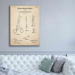'Medical Instruments Blueprint Patent Parchment,' Canvas Wall Art,40 x 54