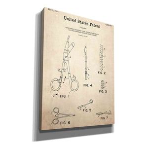 'Medical Instruments Blueprint Patent Parchment,' Canvas Wall Art,12x16x1.1x0,18x26x1.1x0,26x34x1.74x0,40x54x1.74x0