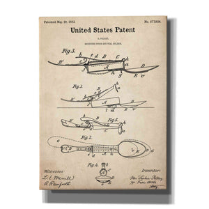 'Medicine Spoon Blueprint Patent Parchment,' Canvas Wall Art,12x16x1.1x0,18x26x1.1x0,26x34x1.74x0,40x54x1.74x0