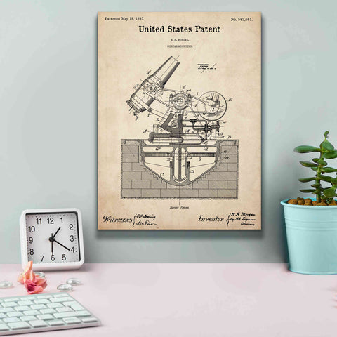 Image of 'Mortar Mounting Blueprint Patent Parchment,' Canvas Wall Art,12 x 16