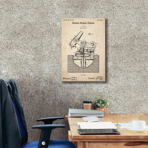 'Mortar Mounting Blueprint Patent Parchment,' Canvas Wall Art,18 x 26