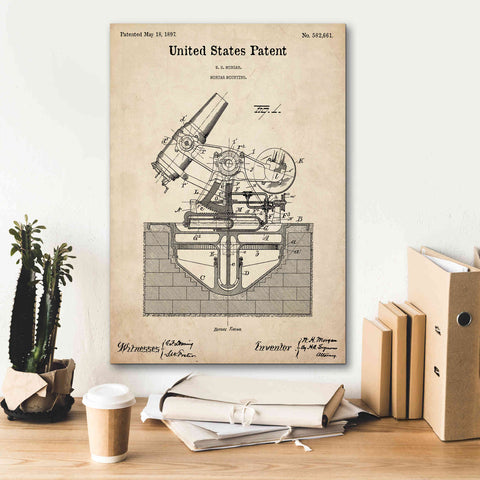 Image of 'Mortar Mounting Blueprint Patent Parchment,' Canvas Wall Art,18 x 26