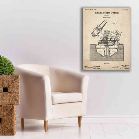 Image of 'Mortar Mounting Blueprint Patent Parchment,' Canvas Wall Art,26 x 34