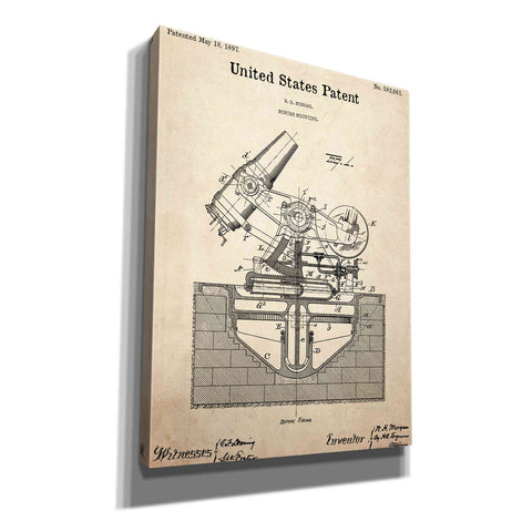 Image of 'Mortar Mounting Blueprint Patent Parchment,' Canvas Wall Art,12x16x1.1x0,18x26x1.1x0,26x34x1.74x0,40x54x1.74x0