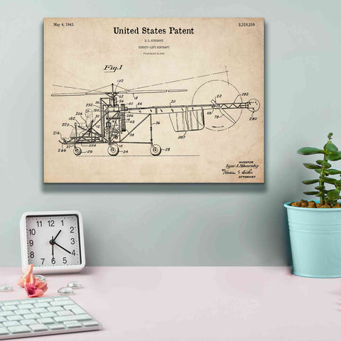 Image of 'Direct-Lift Aircraft Blueprint Patent Parchment,' Canvas Wall Art,16 x 12