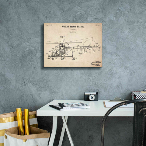 Image of 'Direct-Lift Aircraft Blueprint Patent Parchment,' Canvas Wall Art,16 x 12