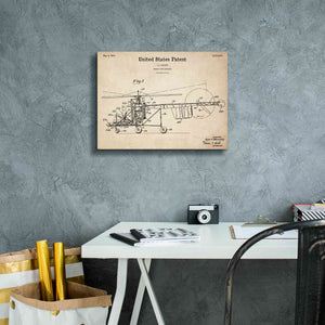 'Direct-Lift Aircraft Blueprint Patent Parchment,' Canvas Wall Art,16 x 12